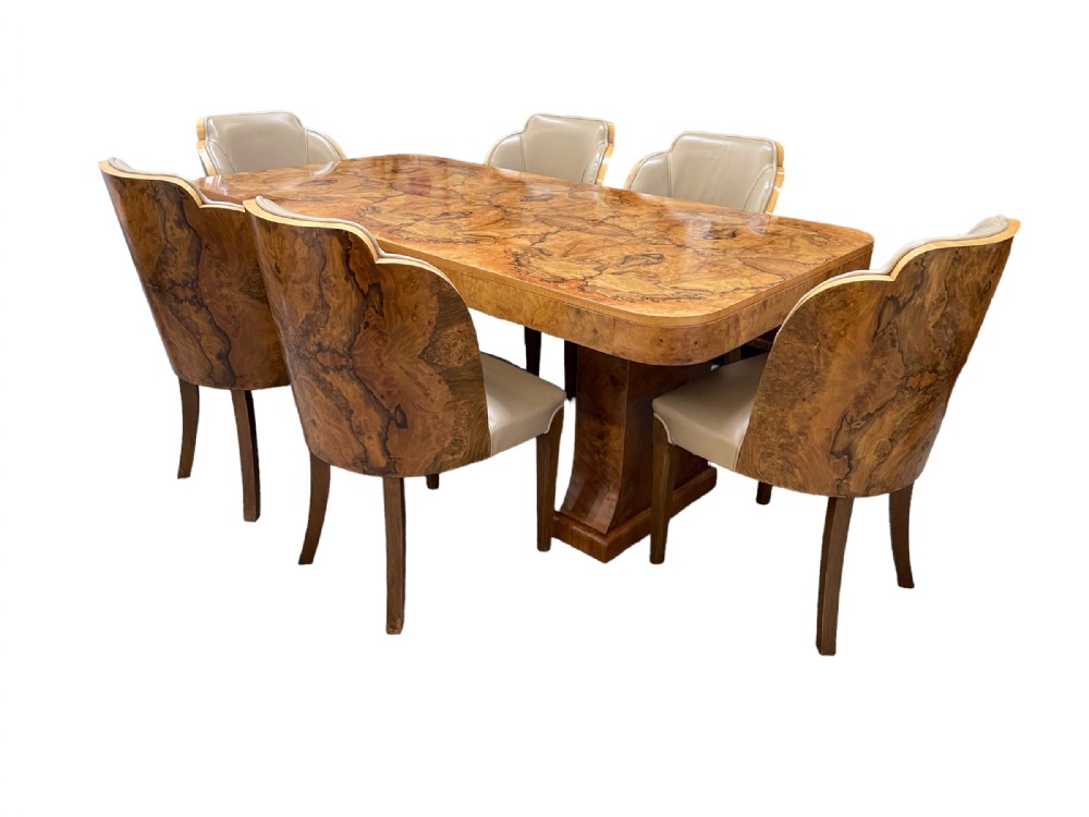 Superb Hille Art Deco Dining Room Table and Six Chairs