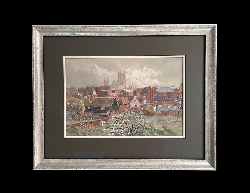 Fine Watercolour of Canterbury Cathedral by Martin Snape  c.1920