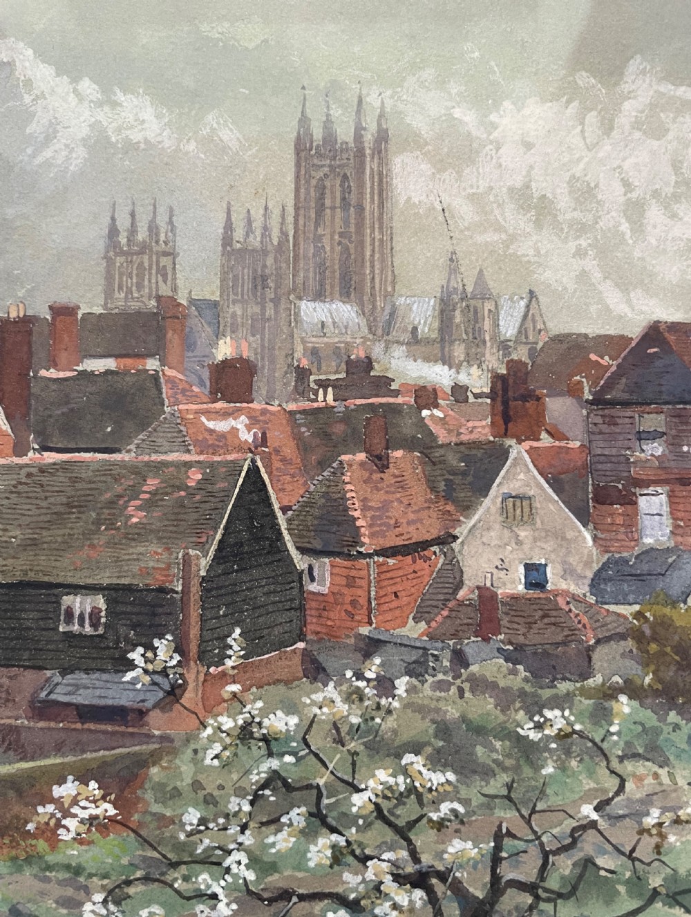 Fine Watercolour of Canterbury Cathedral by Martin Snape  c.1920 View V