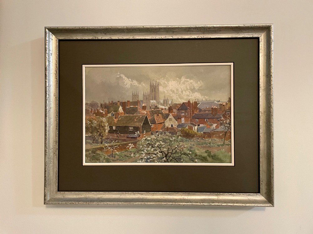 Fine Watercolour of Canterbury Cathedral by Martin Snape  c.1920 View X