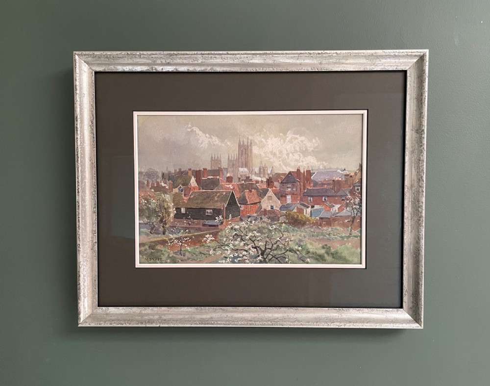 Fine Watercolour of Canterbury Cathedral by Martin Snape  c.1920 View XIV