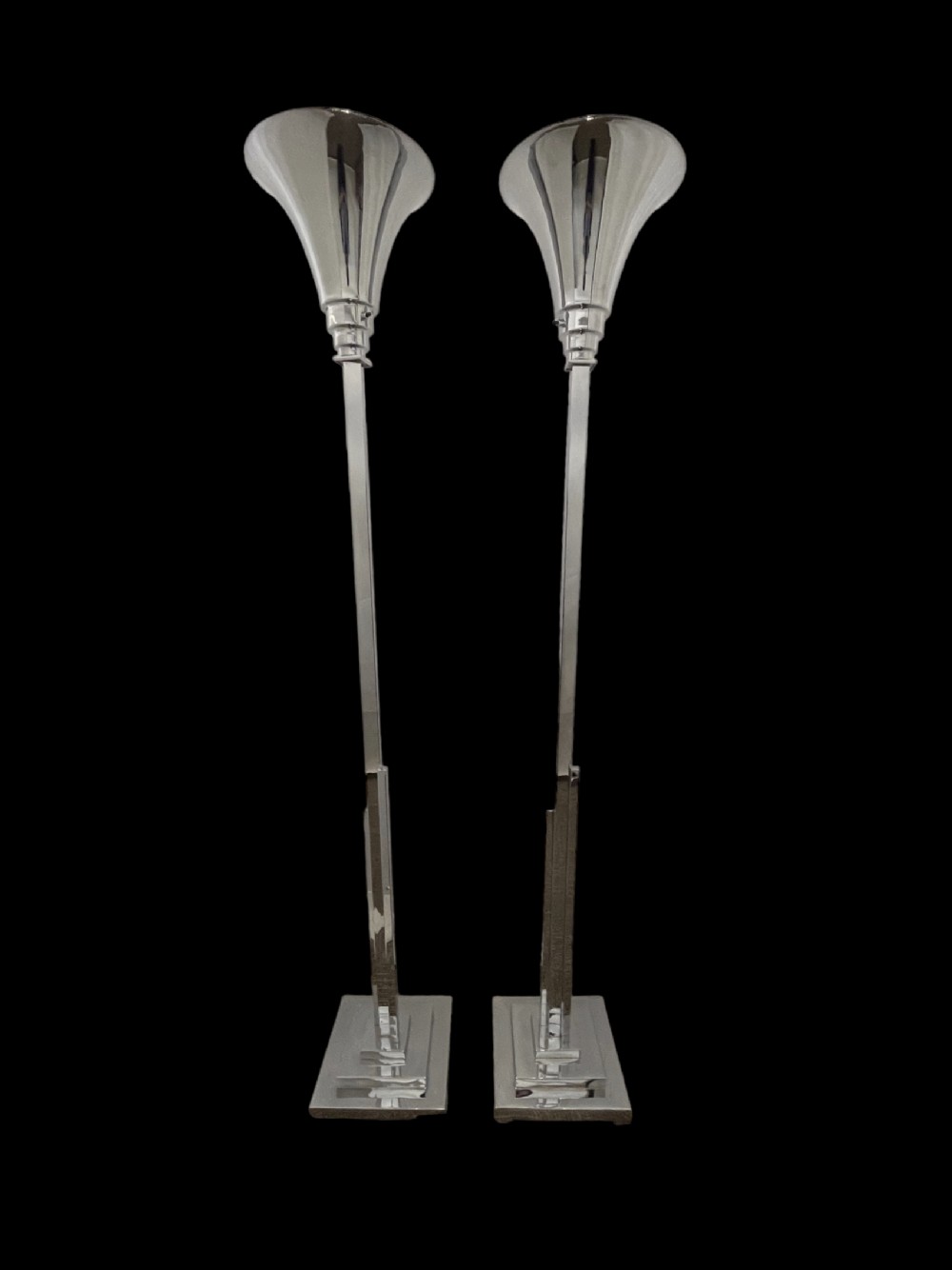 Pair of Art Deco Chrome Uplighters