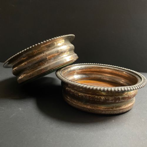 Pair of Provincial Old Sheffield Plate Wine Coasters