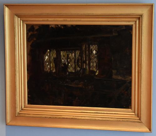 'THE WORKSHOP' OIL PAINTING BY A ERNEST HARLEY - ADDITIONAL PHOTO 1