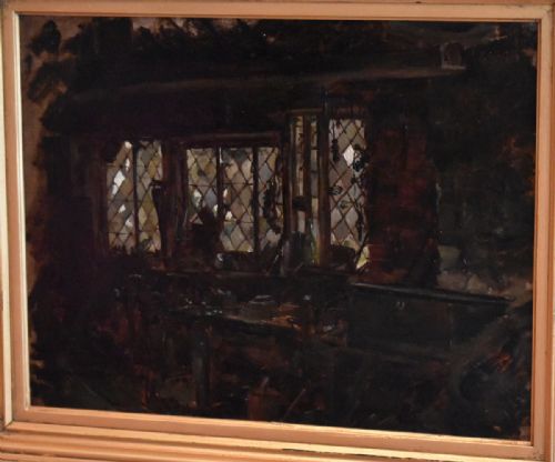'THE WORKSHOP' OIL PAINTING BY A ERNEST HARLEY - ADDITIONAL PHOTO 2