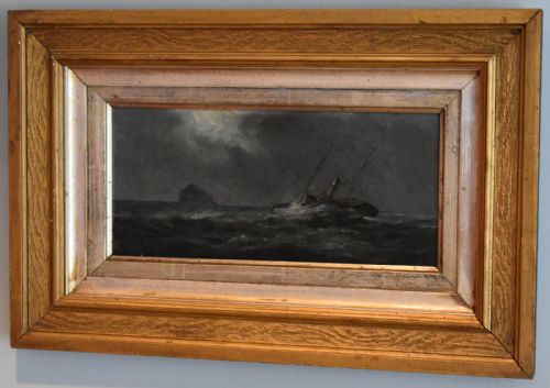 VICTORIAN OIL PAINTING OF A SHIP OFF AILSA CRAIG - ADDITIONAL PHOTO 1