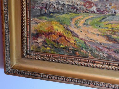 LARGE LANDSCAPE OIL PAINTING BY FRANTISEK CINAJELINEK - ADDITIONAL PHOTO 5