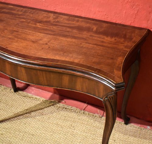 GEORGIAN MAHOGANY HEPPLEWHITE SERPENTINE CARD TABLE - ADDITIONAL PHOTO 5