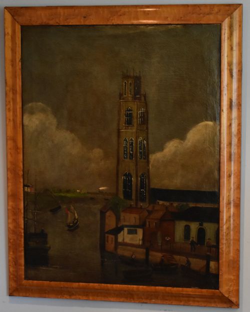 FOLK ART OIL PAINTING OF BOSTON LINCOLNSHIRE - ADDITIONAL PHOTO 1
