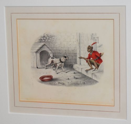 FINE PAIR OF REGENCY DRAWINGS OF MONKEYS - ADDITIONAL PHOTO 2
