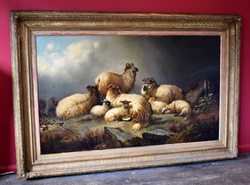 superb large oil painting by john w morris - CATEGORY: ANTIQUE ART - DATED 1890