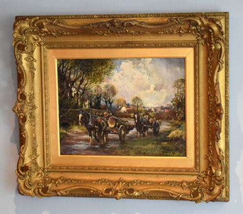 scottish oil painting by henry morley - CATEGORY: ANTIQUE ART - DATED 1930