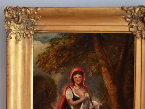 VICTORIAN OIL PAINTING OF LITTLE RED RIDING HOOD - ADDITIONAL PHOTO 3