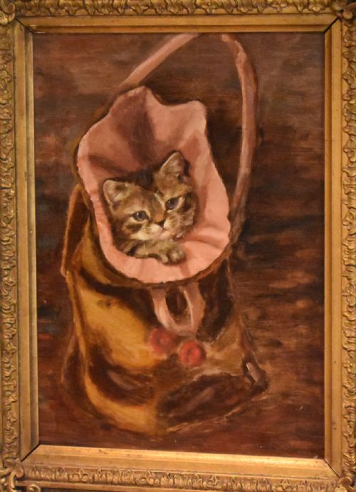 CHARMING VICTORIAN OIL PAINTING OF A KITTEN - ADDITIONAL PHOTO 3