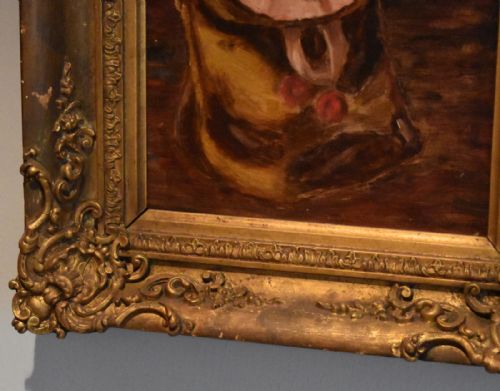 CHARMING VICTORIAN OIL PAINTING OF A KITTEN - ADDITIONAL PHOTO 4