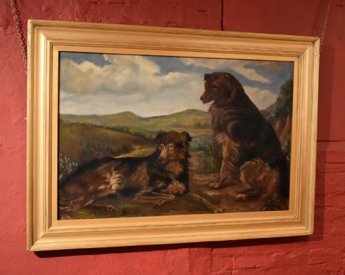 LARGE OIL PAINTING OF DOGS BY JCLARKE - ADDITIONAL PHOTO 1