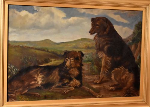 LARGE OIL PAINTING OF DOGS BY JCLARKE - ADDITIONAL PHOTO 2