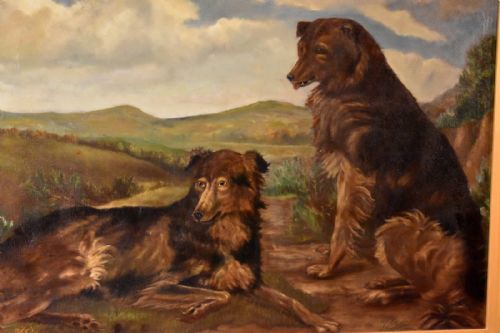 LARGE OIL PAINTING OF DOGS BY JCLARKE - ADDITIONAL PHOTO 3