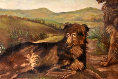 LARGE OIL PAINTING OF DOGS BY JCLARKE - ADDITIONAL PHOTO 5