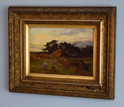 fine victorian oil painting of a cottage scene - CATEGORY: ANTIQUE ART - DATED VICTORIAN