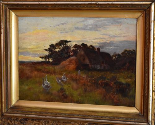 FINE VICTORIAN OIL PAINTING OF A COTTAGE SCENE - ADDITIONAL PHOTO 2
