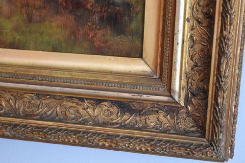 FINE VICTORIAN OIL PAINTING OF A COTTAGE SCENE - ADDITIONAL PHOTO 3