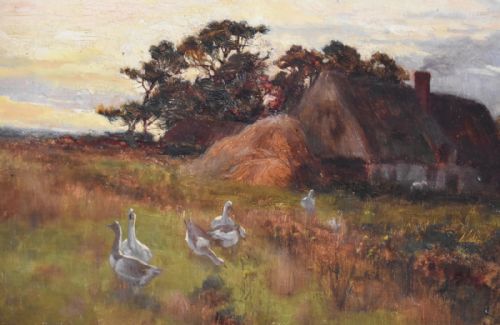 FINE VICTORIAN OIL PAINTING OF A COTTAGE SCENE - ADDITIONAL PHOTO 4