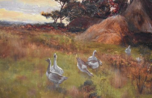 FINE VICTORIAN OIL PAINTING OF A COTTAGE SCENE - ADDITIONAL PHOTO 5