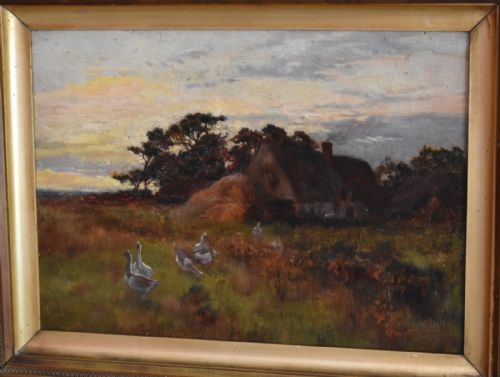 FINE VICTORIAN OIL PAINTING OF A COTTAGE SCENE - ADDITIONAL PHOTO 6