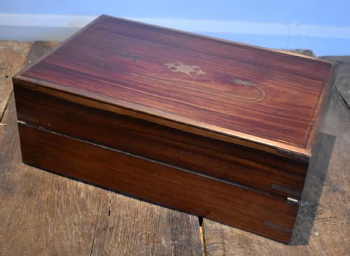 ANGLO INDIAN BRASS INLAID TEAK WRITING SLOPE - ADDITIONAL PHOTO 2