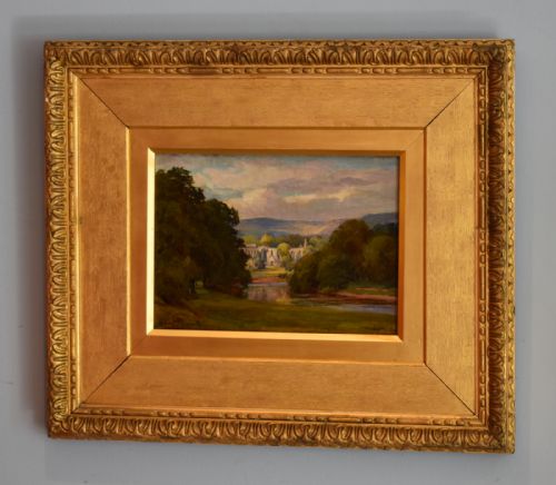 bolton abbey oil painting by alfred elsworth - CATEGORY: ANTIQUE ART - DATED EDWARDIAN
