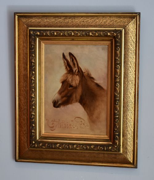 'CYNTHIA' VICTORIAN OIL PAINTING OF A DONKEY - ADDITIONAL PHOTO 3