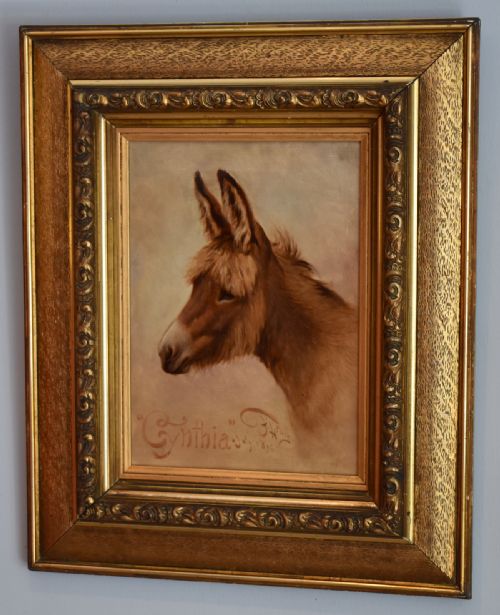 'CYNTHIA' VICTORIAN OIL PAINTING OF A DONKEY - ADDITIONAL PHOTO 4