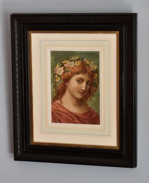 fine watercolour portrait by pierre abattucci - CATEGORY: ANTIQUE ART - DATED 1900