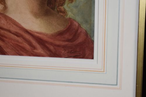FINE WATERCOLOUR PORTRAIT BY PIERRE ABATTUCCI - ADDITIONAL PHOTO 4