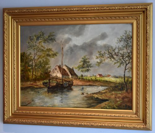 RIVER LANDSCAPE OIL PAINTING BY HMELSEN - ADDITIONAL PHOTO 1