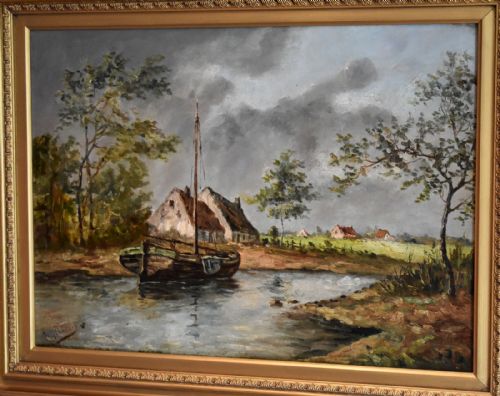 RIVER LANDSCAPE OIL PAINTING BY HMELSEN - ADDITIONAL PHOTO 2