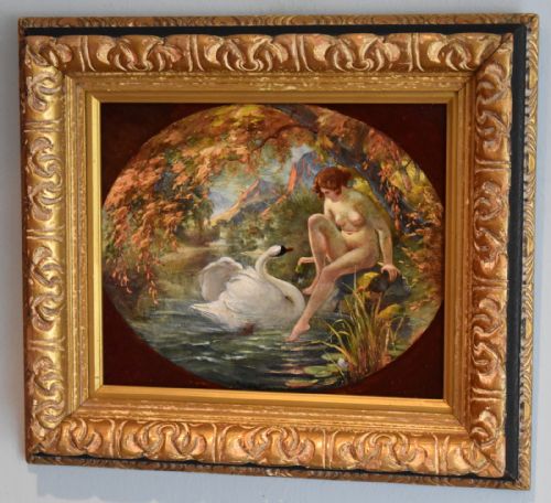 FINE FRENCH OIL PAINTING OF LEDA AND THE SWAN - ADDITIONAL PHOTO 2