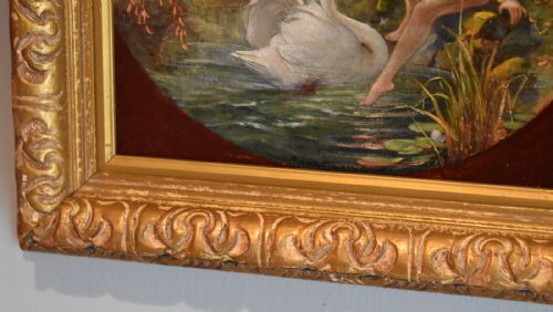 FINE FRENCH OIL PAINTING OF LEDA AND THE SWAN - ADDITIONAL PHOTO 4