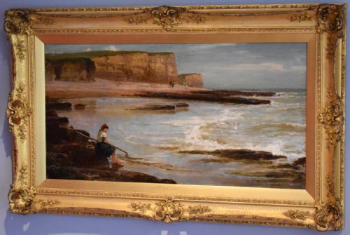 'THE YOUNG SHRIMPERS' OIL PAINTING BY EDWIN ELLIS RBA 18411895 - ADDITIONAL PHOTO 1
