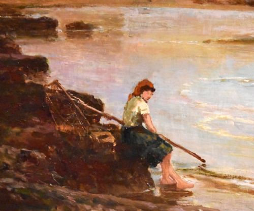 'THE YOUNG SHRIMPERS' OIL PAINTING BY EDWIN ELLIS RBA 18411895 - ADDITIONAL PHOTO 4