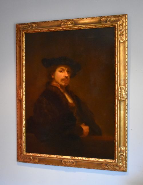 large portrait oil painting after rembrandt by whpartridge - CATEGORY: ANTIQUE ART - DATED 1900