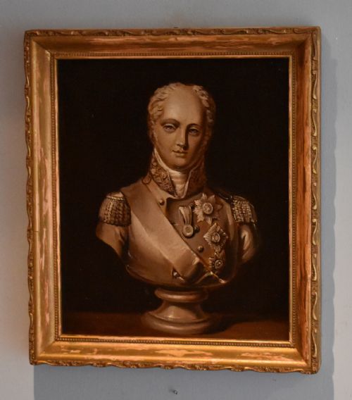 regency still life oil painting of a marble bust - CATEGORY: ANTIQUE ART - DATED REGENCY