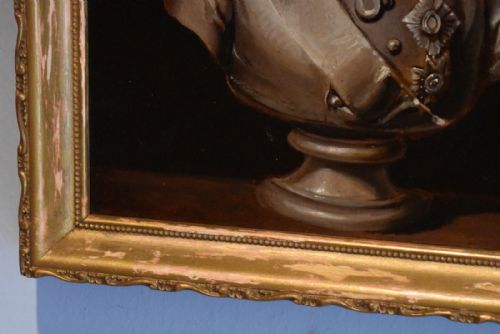 REGENCY STILL LIFE OIL PAINTING OF A MARBLE BUST - ADDITIONAL PHOTO 5