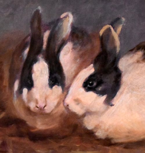 OIL PAINTING OF TWO DUTCH RABBITS - ADDITIONAL PHOTO 4
