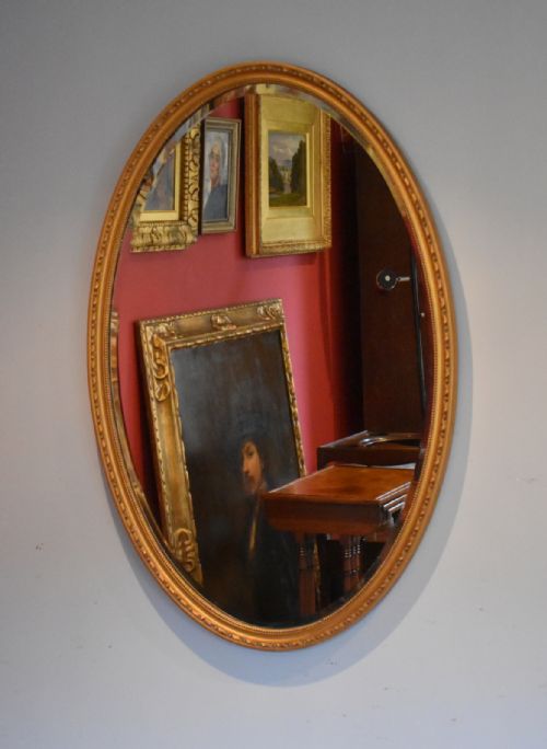 large edwardian oval gilt mirror - CATEGORY: ANTIQUE MIRRORS - DATED EDWARDIAN