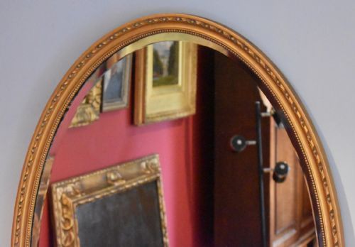 LARGE EDWARDIAN OVAL GILT MIRROR - ADDITIONAL PHOTO 1