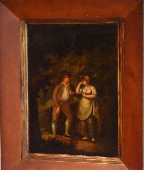REGENCY OIL PAINTING OF A COUPLE MEETING - ADDITIONAL PHOTO 1