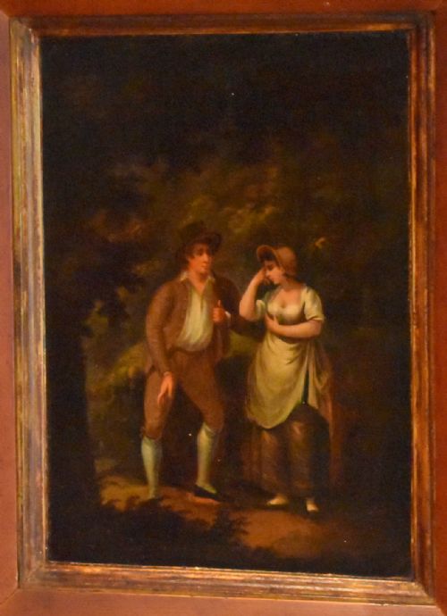 REGENCY OIL PAINTING OF A COUPLE MEETING - ADDITIONAL PHOTO 2