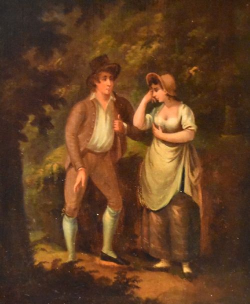 REGENCY OIL PAINTING OF A COUPLE MEETING - ADDITIONAL PHOTO 3